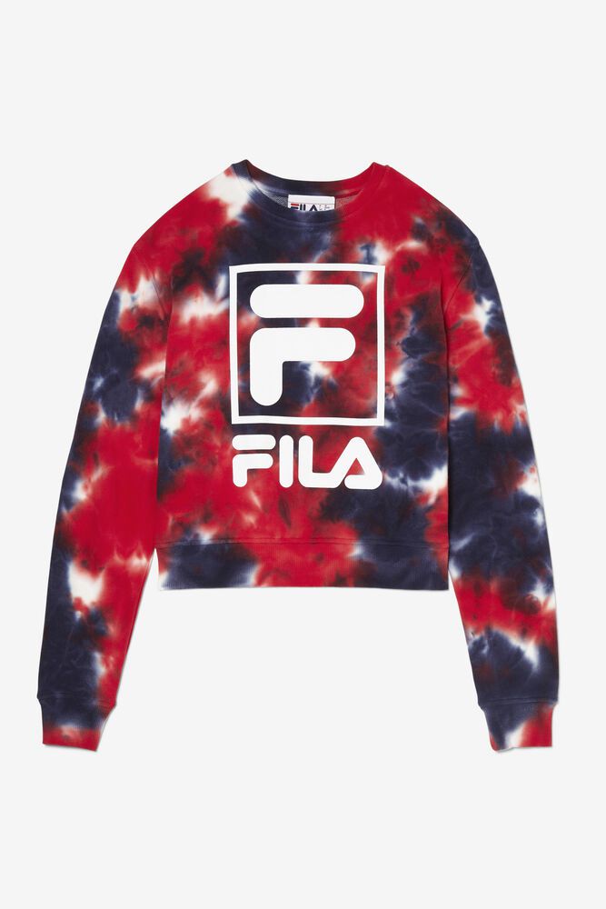 Fila Ashley Tie Dye Sweatshirt Navy/Red - Womens - 63284USMZ